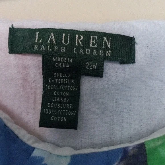 Lauren Ralph Lauren Skirt 22W Watercolor Floral Leaf Print Vibrant Art to Wear - Picture 6 of 12